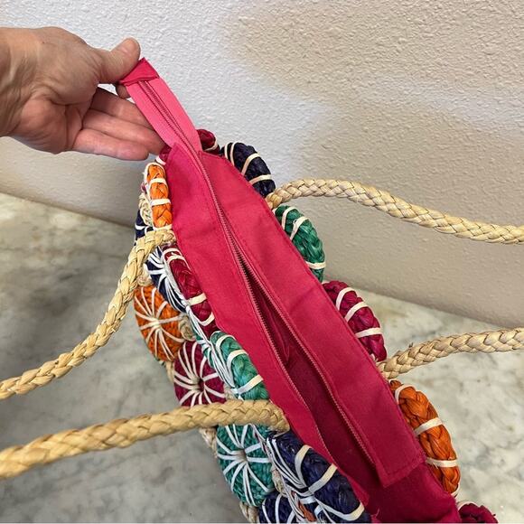 Artisan seagrass straw woven tote shoulder bag - Picture 4 of 8